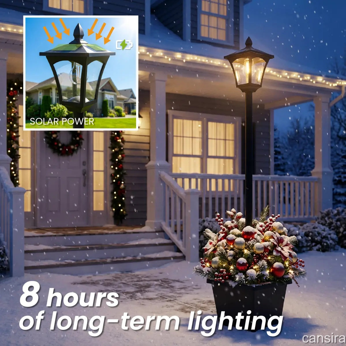 65" Solar Lamp Post Light with Planter, Glass60 Lumens Solar Garden Lights OutdoorWaterproof Solar Pole Lights Patio Decor,Warm White