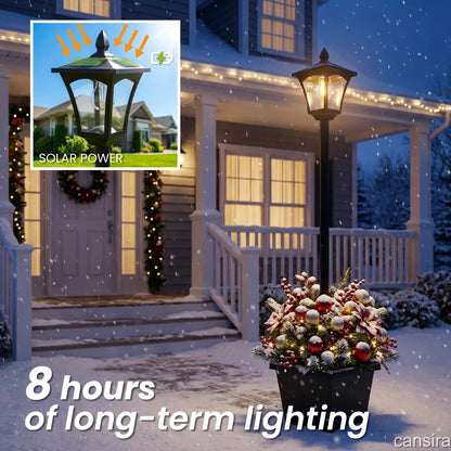 65" Solar Lamp Post Light with Planter, Glass60 Lumens Solar Garden Lights OutdoorWaterproof Solar Pole Lights Patio Decor,Warm White