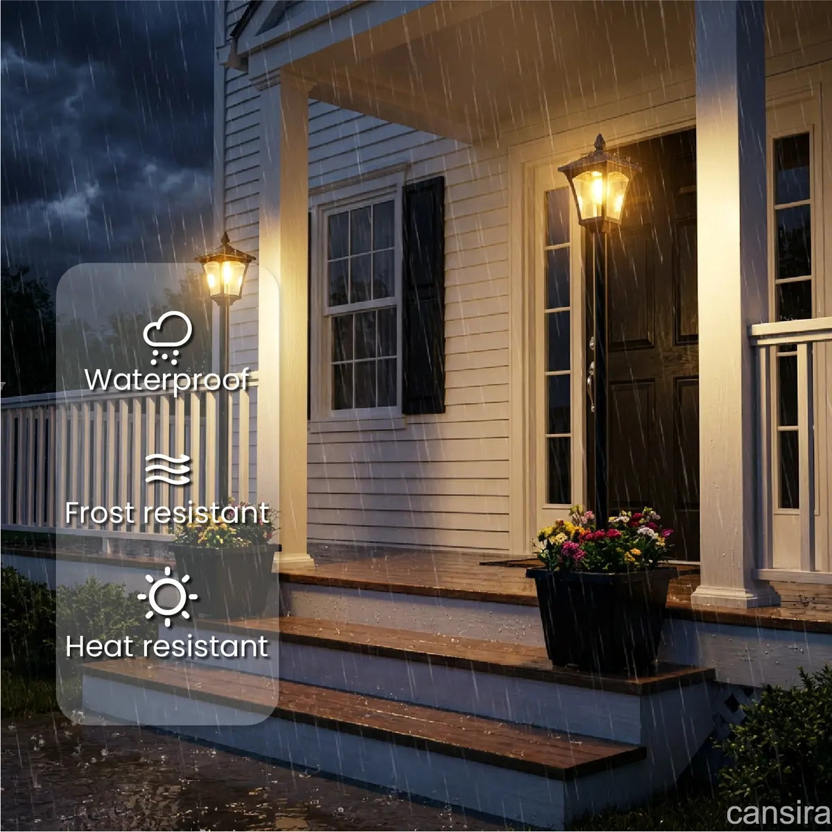 65" Solar Lamp Post Light with Planter, Glass60 Lumens Solar Garden Lights OutdoorWaterproof Solar Pole Lights Patio Decor,Warm White