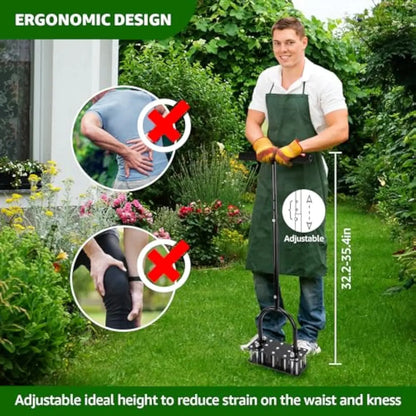 Heavy Duty Lawn Aerator, 15 Spike Manual Grass Aerator Tool