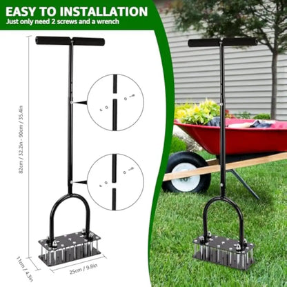 Heavy Duty Lawn Aerator, 15 Spike Manual Grass Aerator Tool