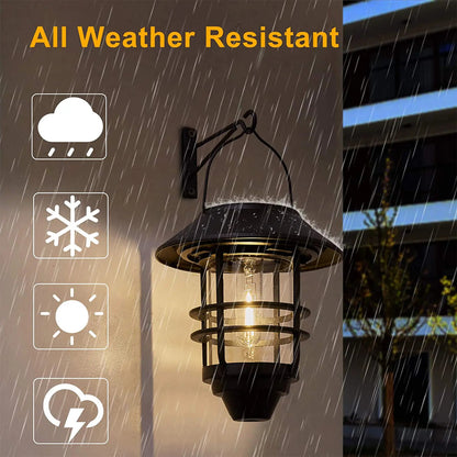 2 Pack Solar Wall Lanterns, IP65 Waterproof Dusk to Dawn Hanging Lights