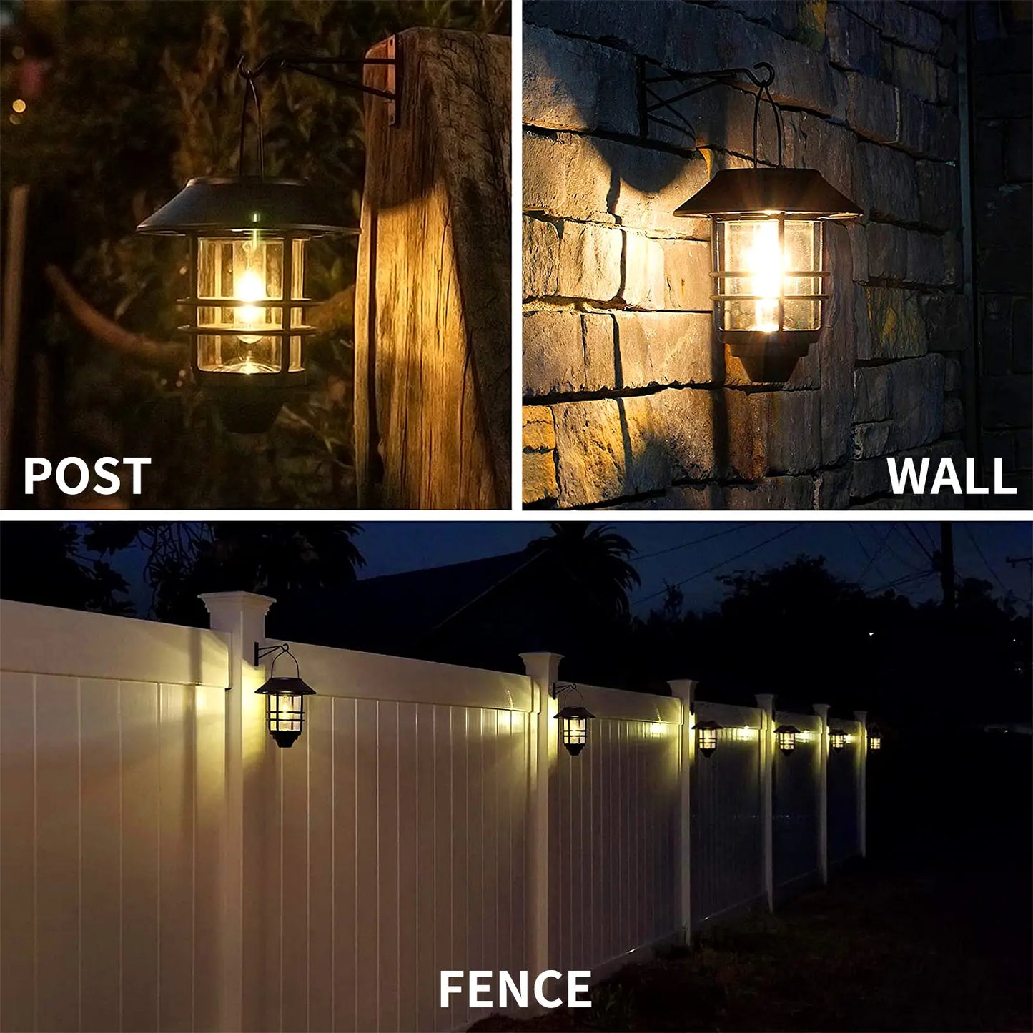 2 Pack Solar Wall Lanterns, IP65 Waterproof Dusk to Dawn Hanging Lights