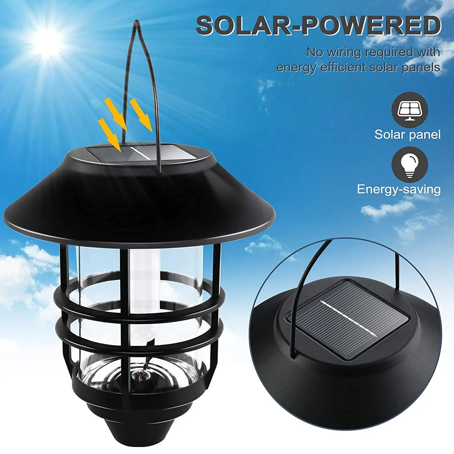 2 Pack Solar Wall Lanterns, IP65 Waterproof Dusk to Dawn Hanging Lights