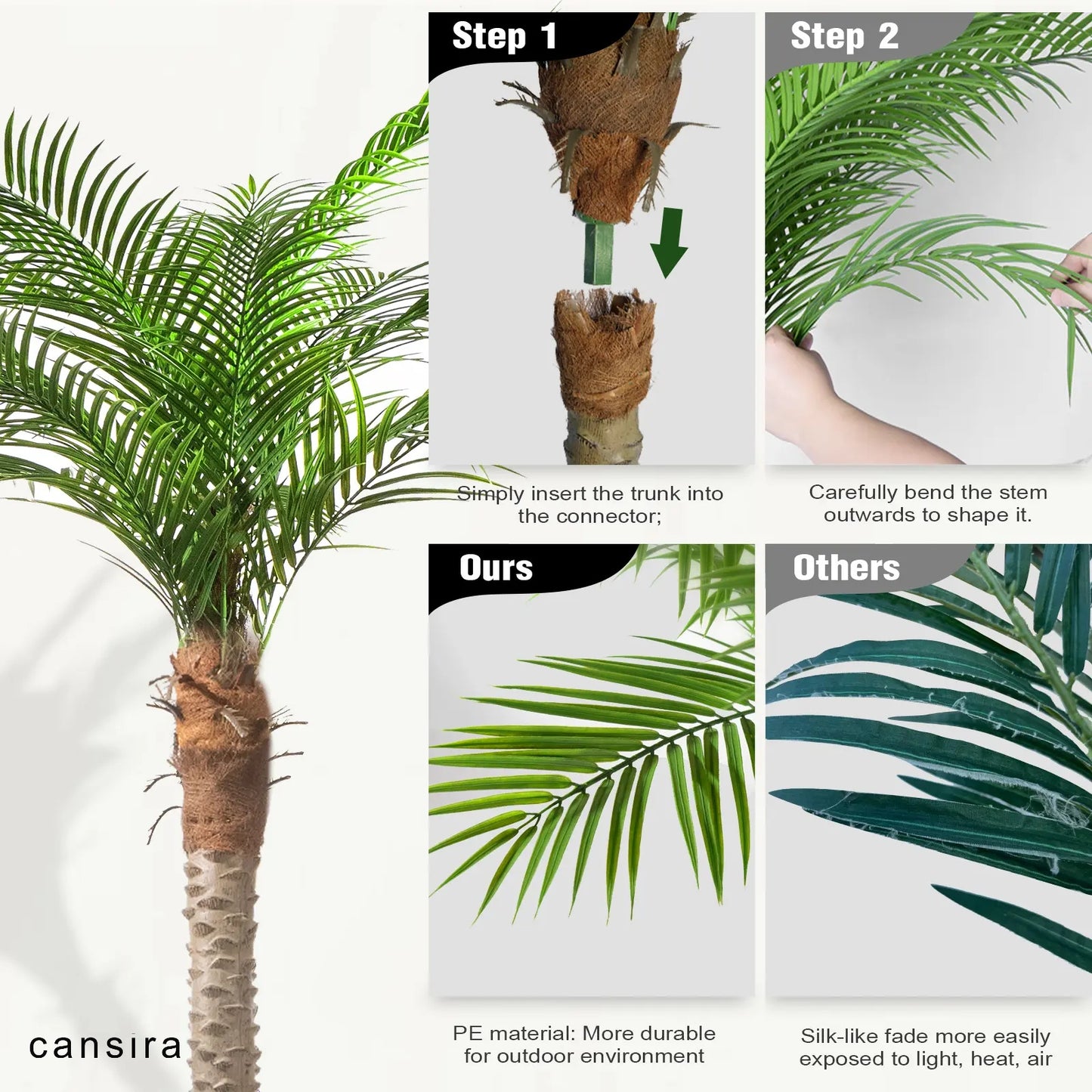 7/8/9 Ft Realistic Artificial Palm Tree for Patio Garden Decor