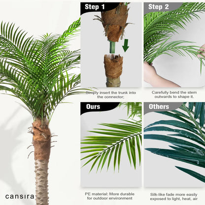 7/8/9 Ft Realistic Artificial Palm Tree for Patio Garden Decor