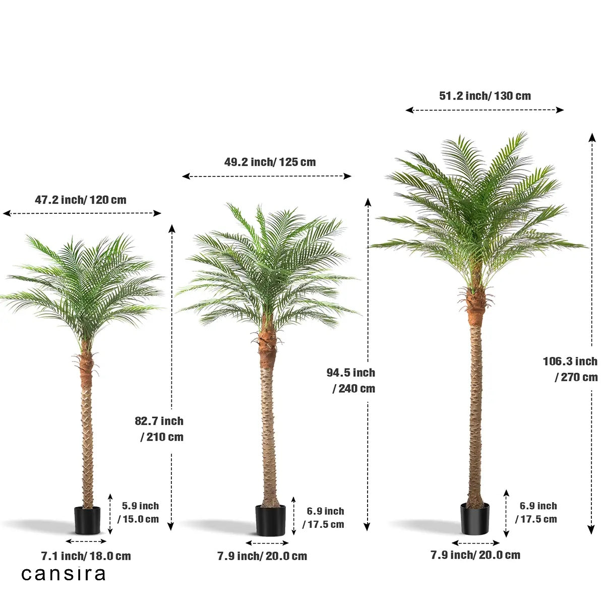 7/8/9 Ft Realistic Artificial Palm Tree for Patio Garden Decor
