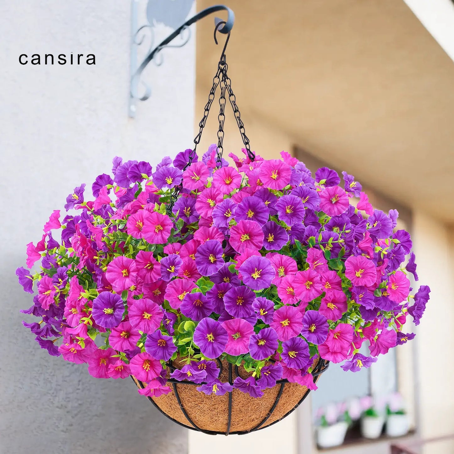 UV Resistant Artificial Hanging Flower Basket for Outdoor Decor