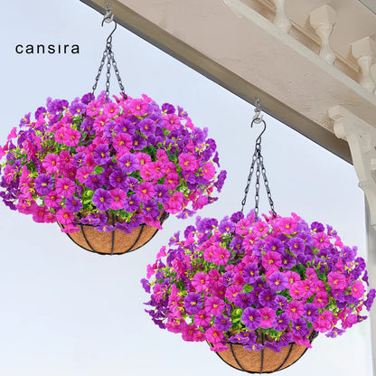 UV Resistant Artificial Hanging Flower Basket for Outdoor Decor