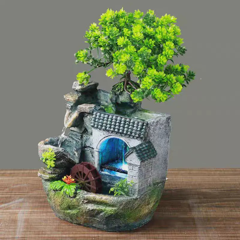 Desktop Mini Waterfall Fountain with LED Light, Stress Relief Home Decor & Gift