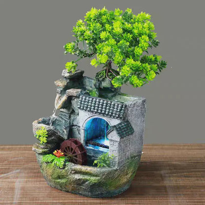 Desktop Mini Waterfall Fountain with LED Light, Stress Relief Home Decor & Gift