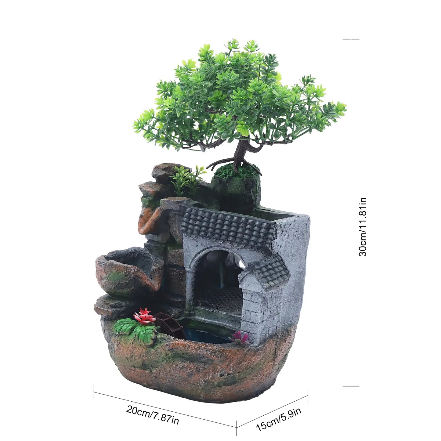 Desktop Mini Waterfall Fountain with LED Light, Stress Relief Home Decor & Gift