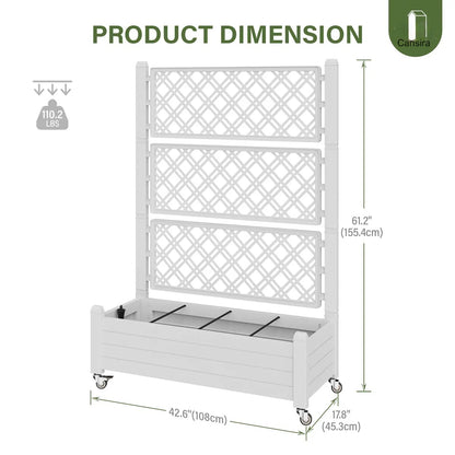 Rolling Garden Trellis Planter Box with Wheels