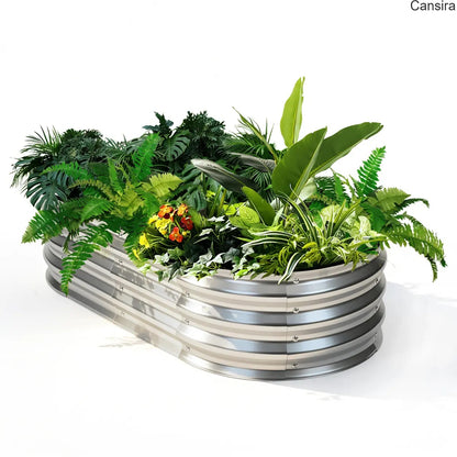 Metal Raised Garden Bed Planter Box Rustproof Silver