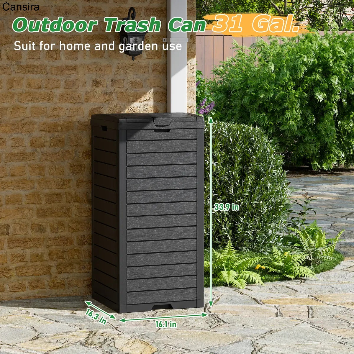 31-Gallon Outdoor Trash Can with Lid
