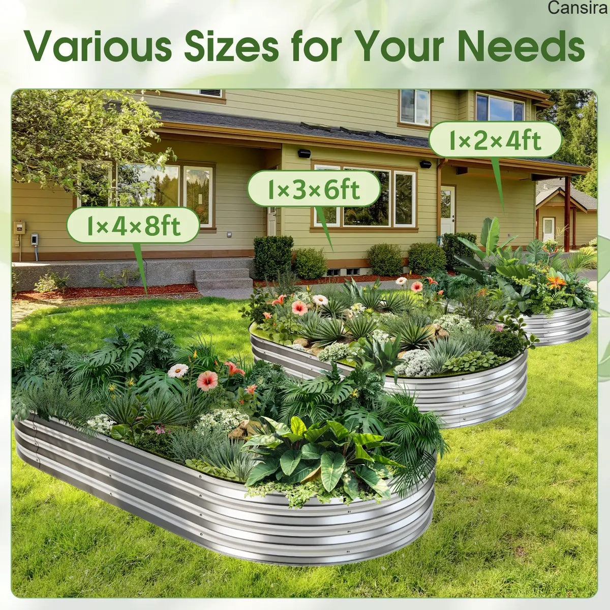 Metal Raised Garden Bed Planter Box Rustproof Silver