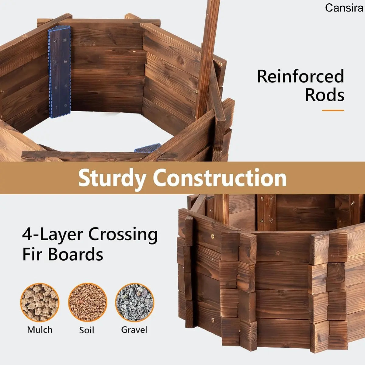 Wooden Wishing Well Planter for Garden