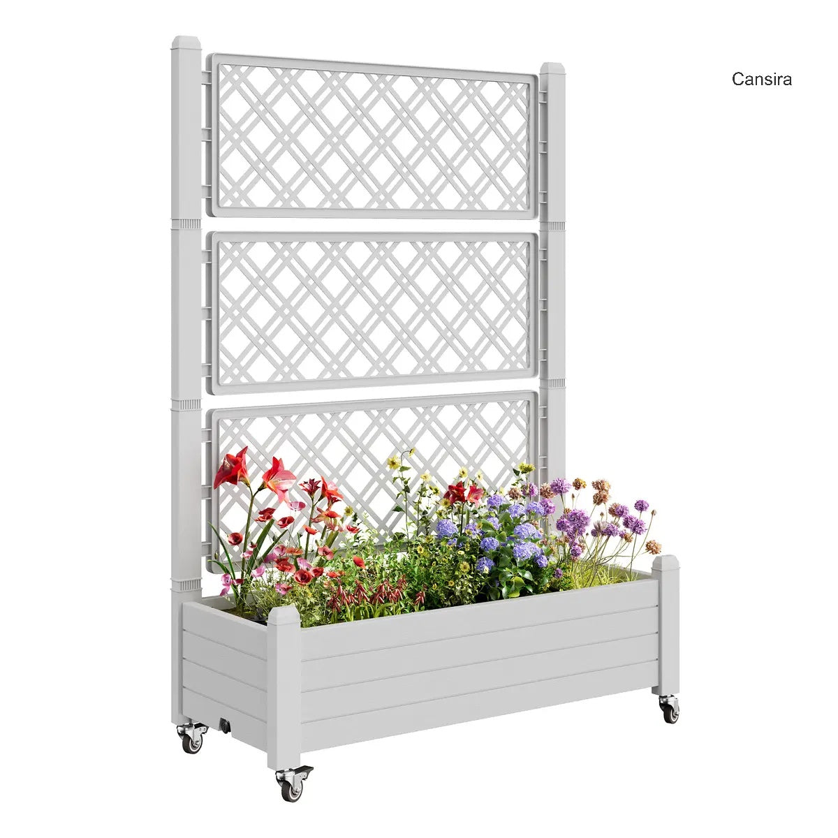 Rolling Garden Trellis Planter Box with Wheels