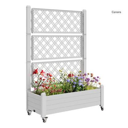 Rolling Garden Trellis Planter Box with Wheels