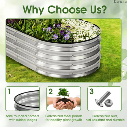 Metal Raised Garden Bed Planter Box Rustproof Silver