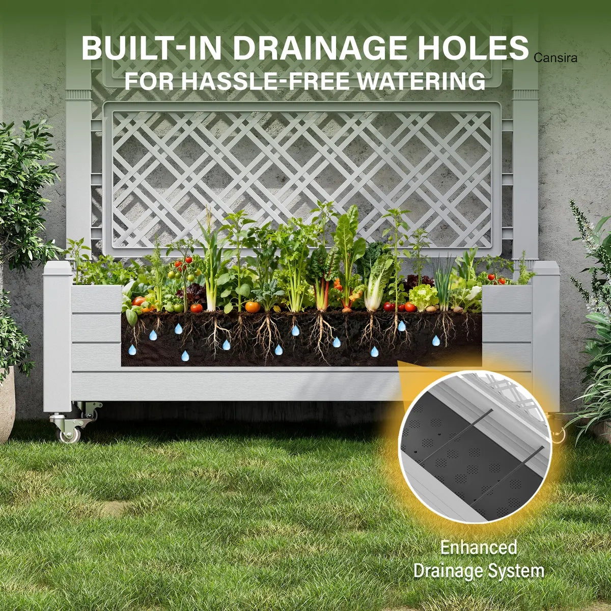 Rolling Garden Trellis Planter Box with Wheels
