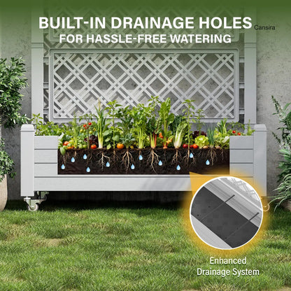 Rolling Garden Trellis Planter Box with Wheels