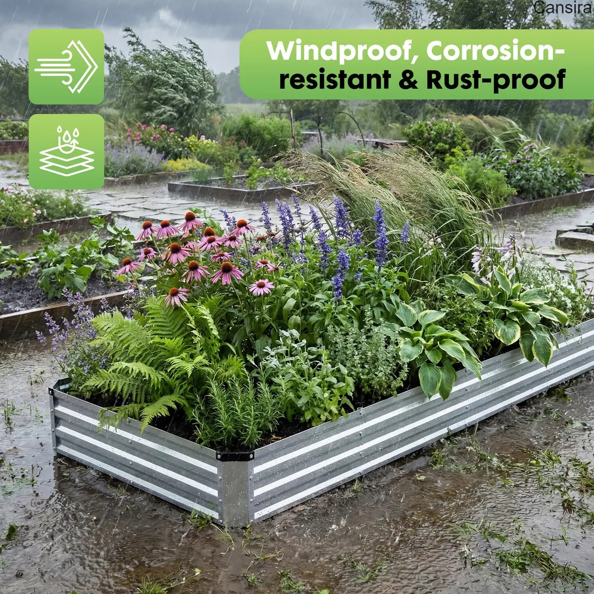 Metal Raised Garden Bed Planter Box Rustproof Silver
