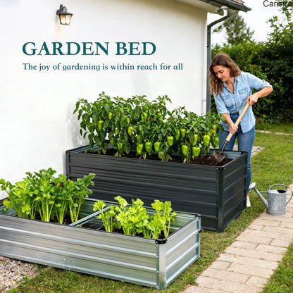 Metal Raised Garden Bed Planter Box Rustproof Silver