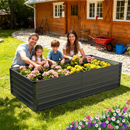 Metal Raised Garden Bed Planter Box Rustproof Silver