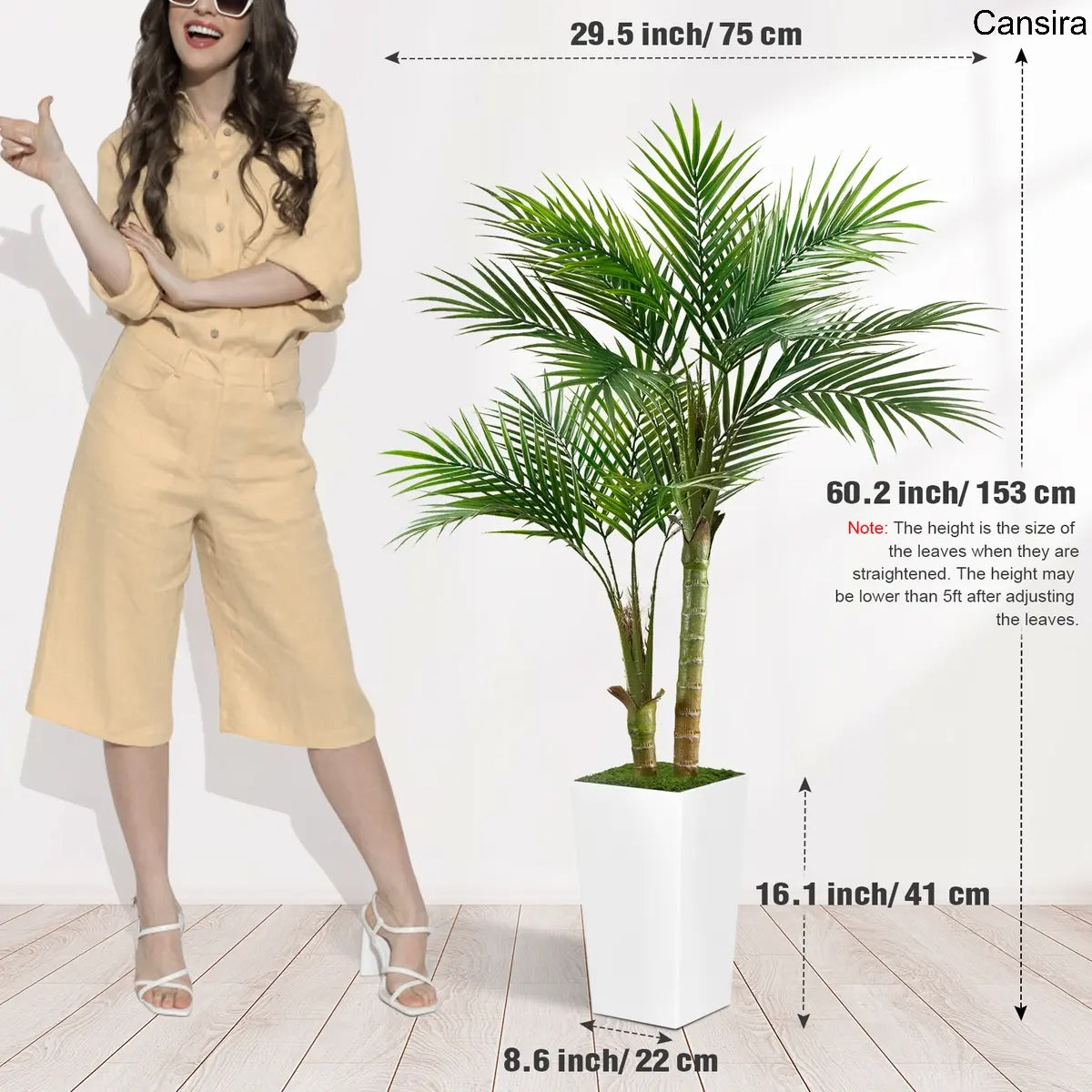 5ft Artificial Palm Tree with White Pot