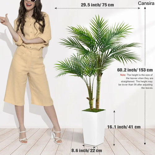 5ft Artificial Palm Tree with White Pot