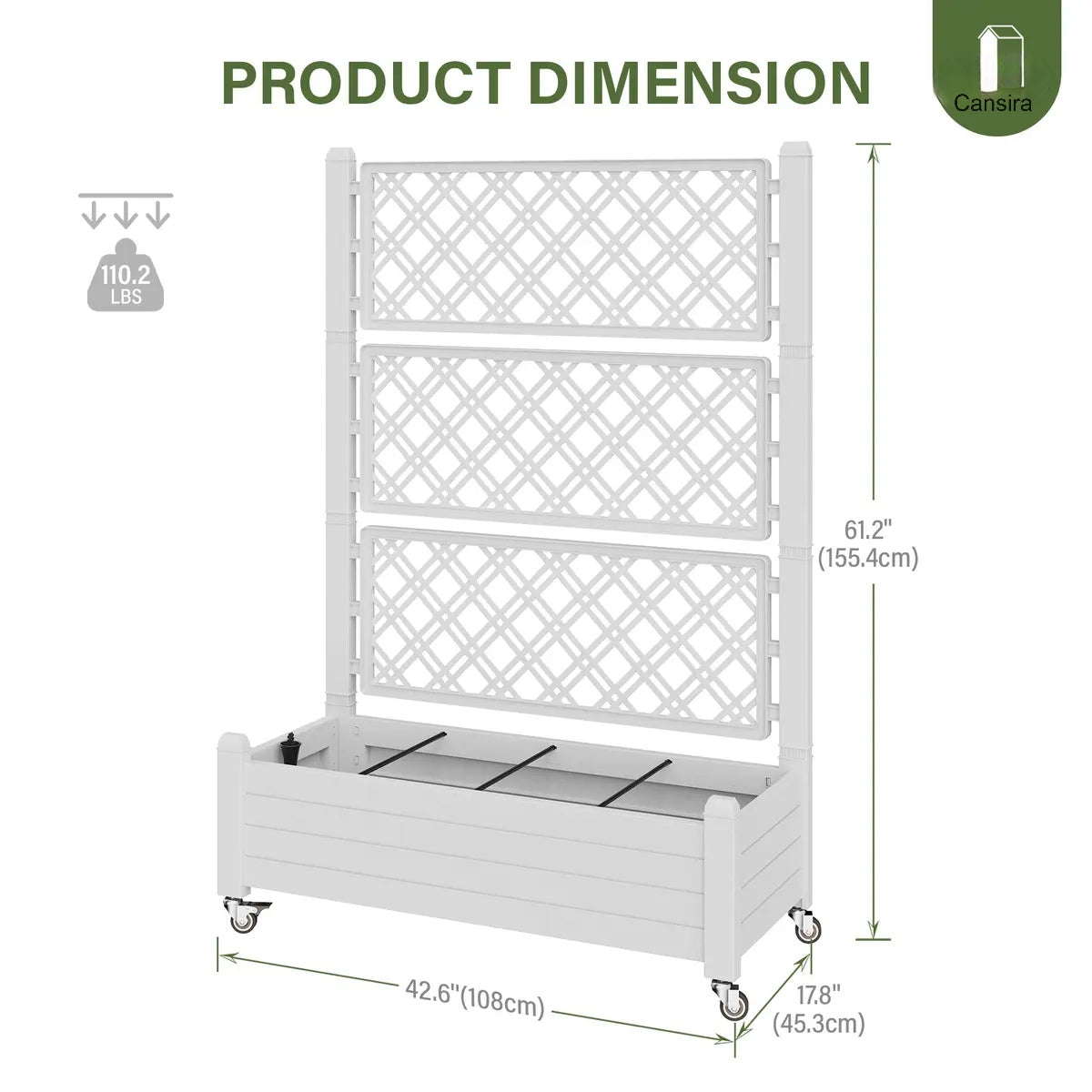 Rolling Garden Trellis Planter Box with Wheels