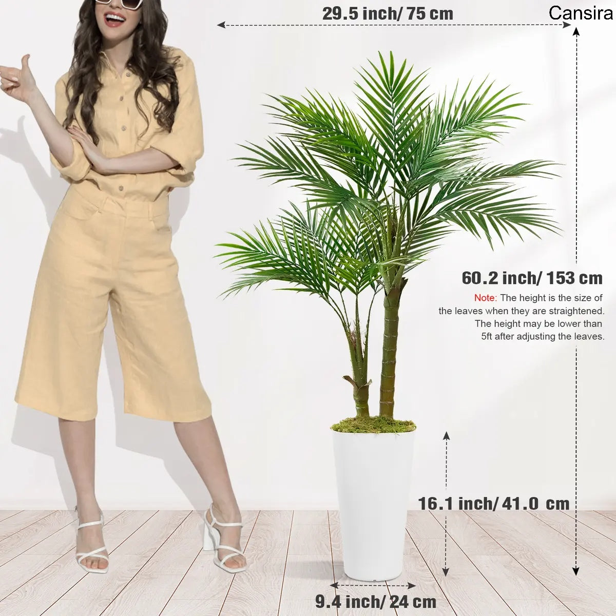 5ft Artificial Palm Tree with White Pot