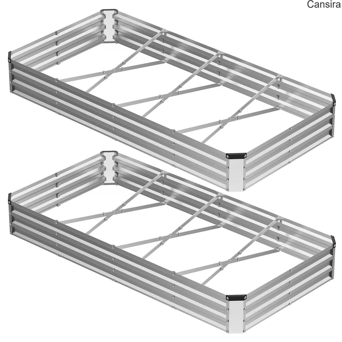 Metal Raised Garden Bed Planter Box Rustproof Silver