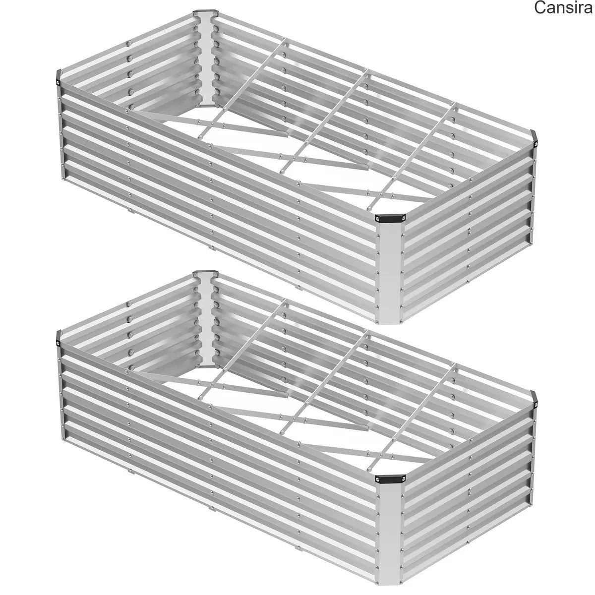 Metal Raised Garden Bed Planter Box Rustproof Silver