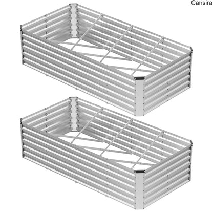 Metal Raised Garden Bed Planter Box Rustproof Silver