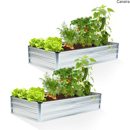Metal Raised Garden Bed Planter Box Rustproof Silver