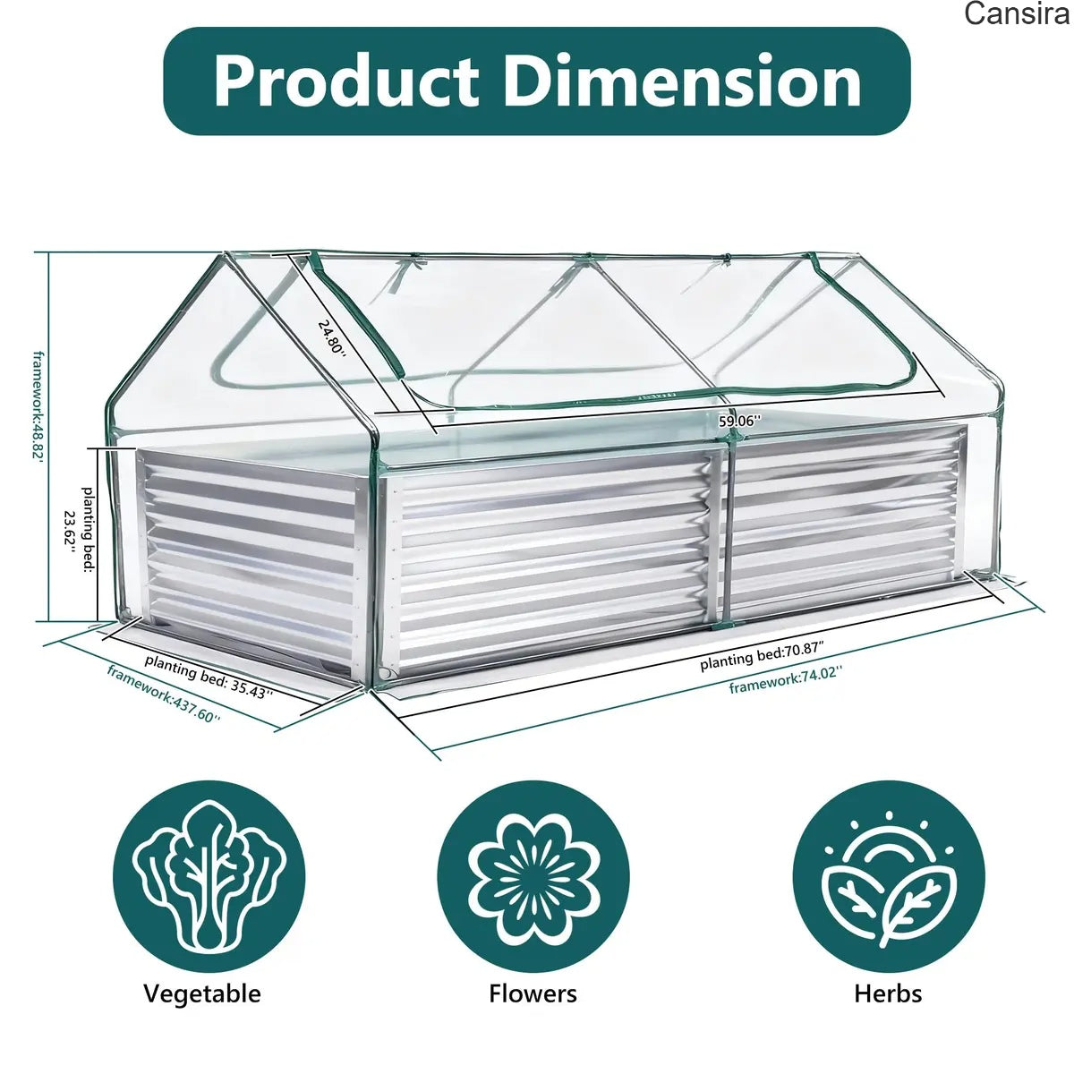 Metal Raised Garden Bed Planter Box Rustproof Silver