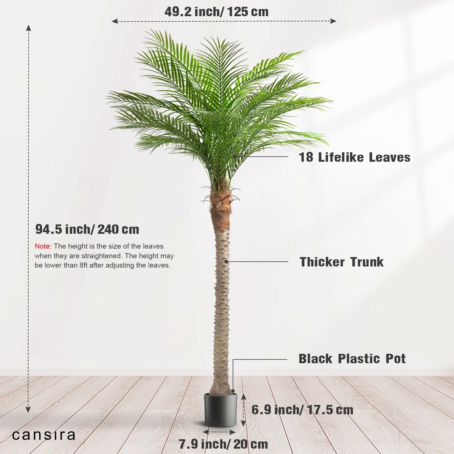 7/8/9 Ft Realistic Artificial Palm Tree for Patio Garden Decor